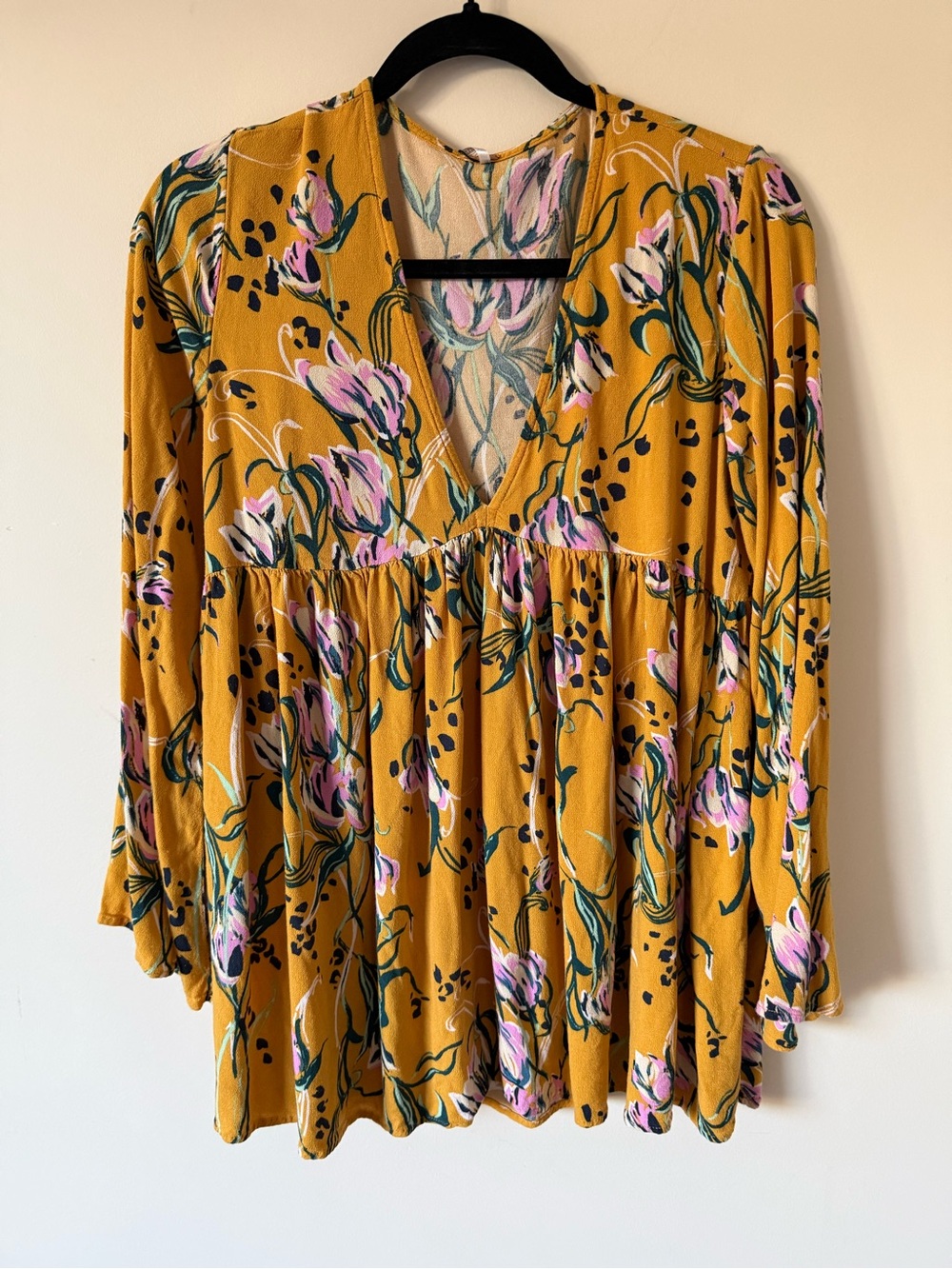 58. | Free People | Bella Golden Yellow Floral Print Tunic | M - Picture 2 of 6